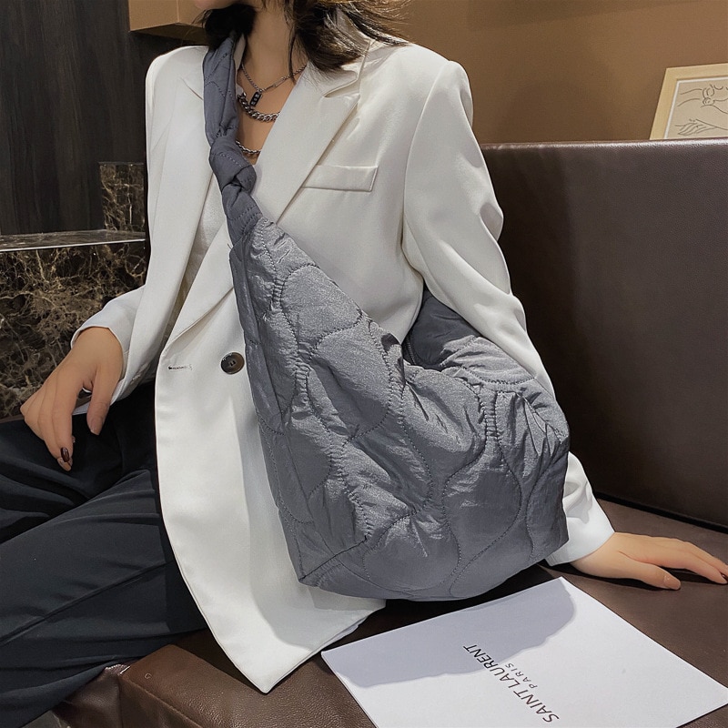 Lady Winter Vegan Leather Hobo Handbag Women Casual Big Capacity Stylish Soft Big Capacity Sling Slouch Crossbody Bag