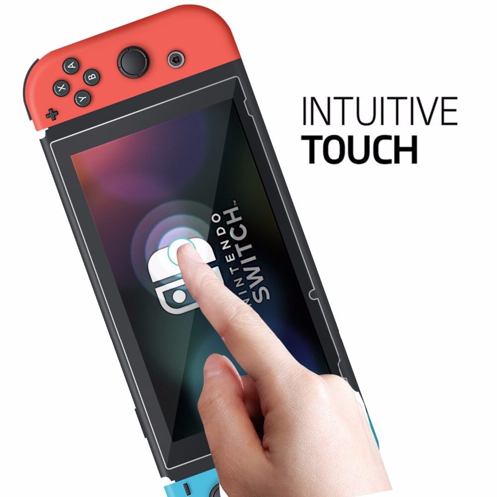 2 pces para o protetor de vidro moderado premium da tela do interruptor de nintend para a proteção 9h do filme do ns do interruptor de nintendo com tampões dos apertos do polegar