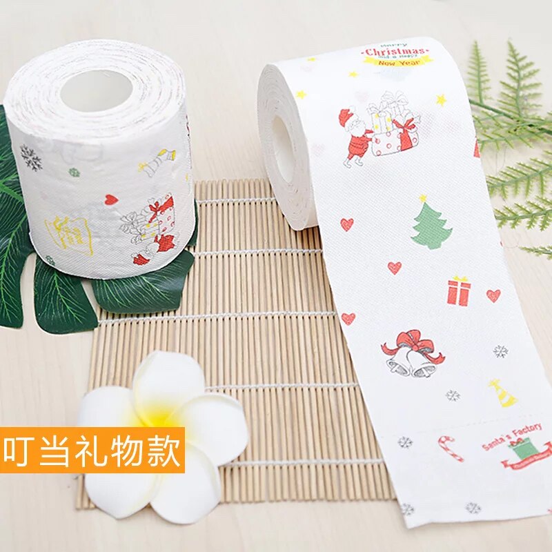 Joulukylpyhuoneen wc-paperi värillinen 2- -kerroksinen kuviopaperirullat joulukoristeet juhla-wc-paperi 100g/ rulla 10.5*10.5cm: 3