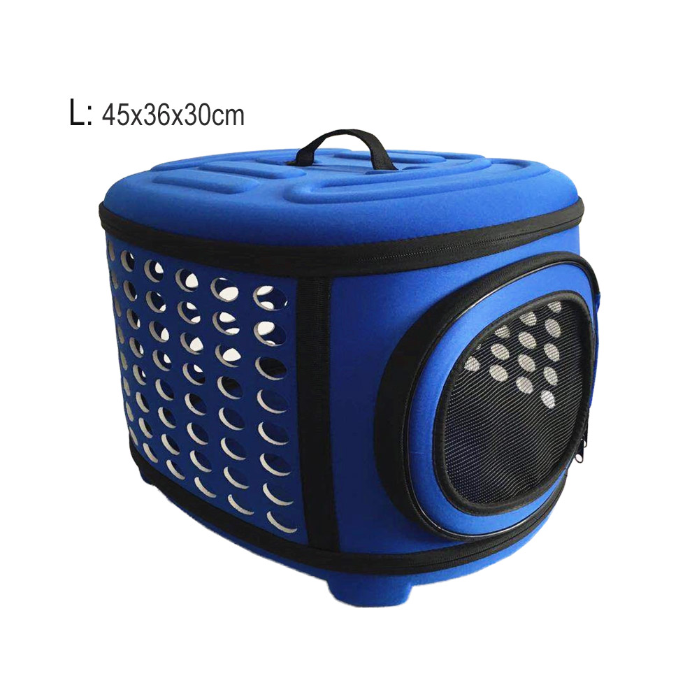 Torba transportowa dla psa i kota w jednolitym kolorze, składana, torba podróżna eva, przenośna torba na ramię dla małych psów i szczeniąt, robić noszenia na zewnątrz, mała: L-niebieski