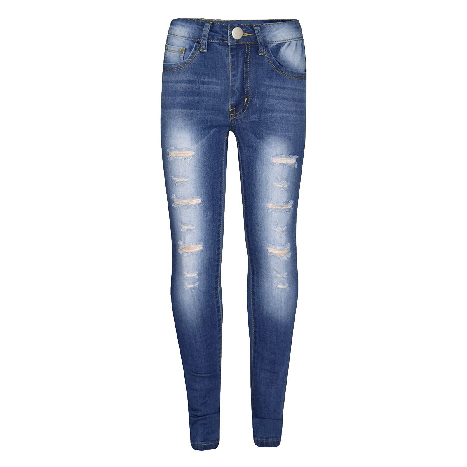 Filles Jeans Serré Enfants Jeans Pour Filles Taille Haute Déchiré Jeans Pour Enfants Décontracté Style Vêtements Pour enfants Printemps Automne: Bleu / 3-4Years