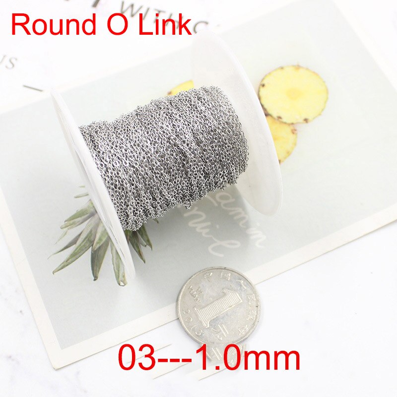 10 Yard/roll 1.0/1.5/2.0/2.5/3 millimetri In Acciaio Inox Piatto di Collegamento Catene Croce oro all'ingrosso Catena In Acciaio di Colore per DIYJewelry Fare Mestieri: round link 1.0mm