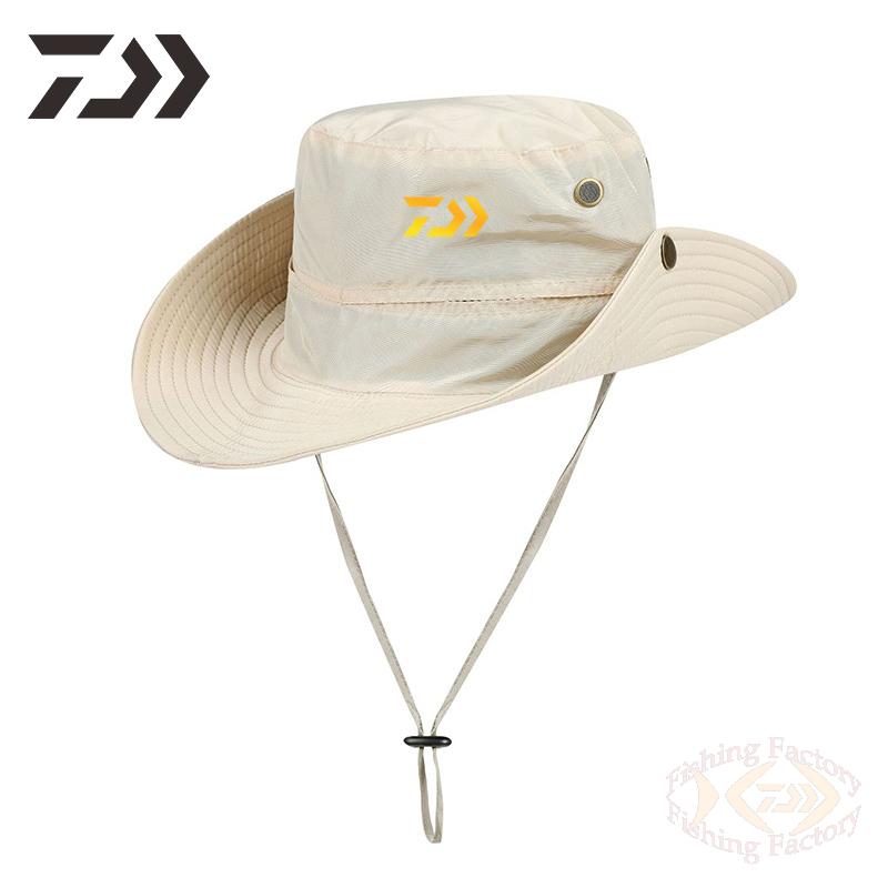 Daiwa Unisex Fishing Caps Bucket Hat Outdoor Uv Protection Adjustable Breathable Fishing Hats Solid Wide Brim Cap