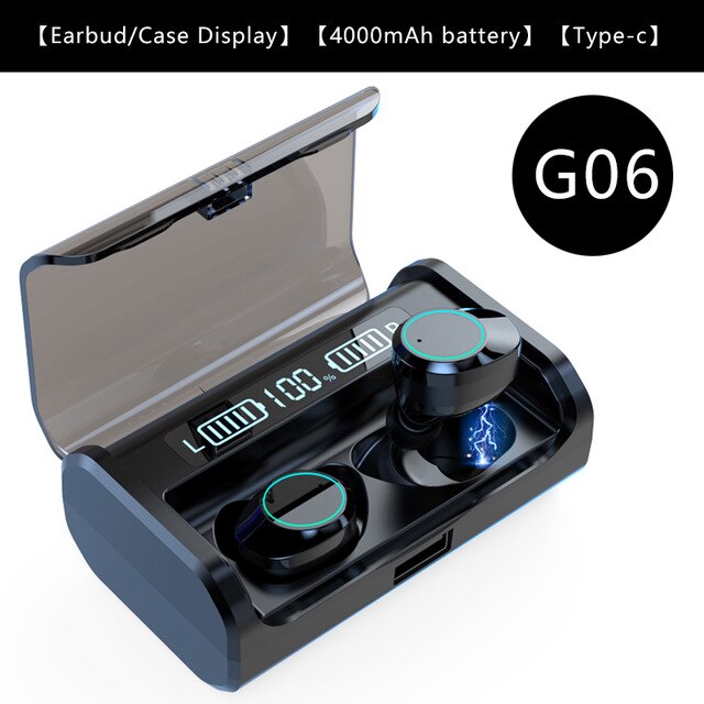 TWS G02 Bluetooth Kopfhörer V5.0 Drahtlose Kopfhörer 9D Stereo Musik IPX7 Wasserdichte Ohrhörer mit 3300mAh Lange Batterie Lebensdauer