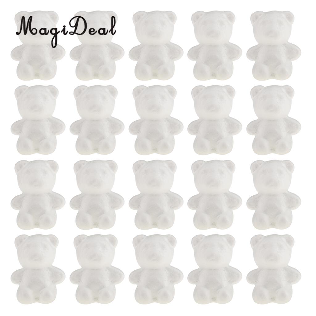 20pcs Bear Shaped Styrofoam Foam Crafts DIY Handmade Painted Crafts