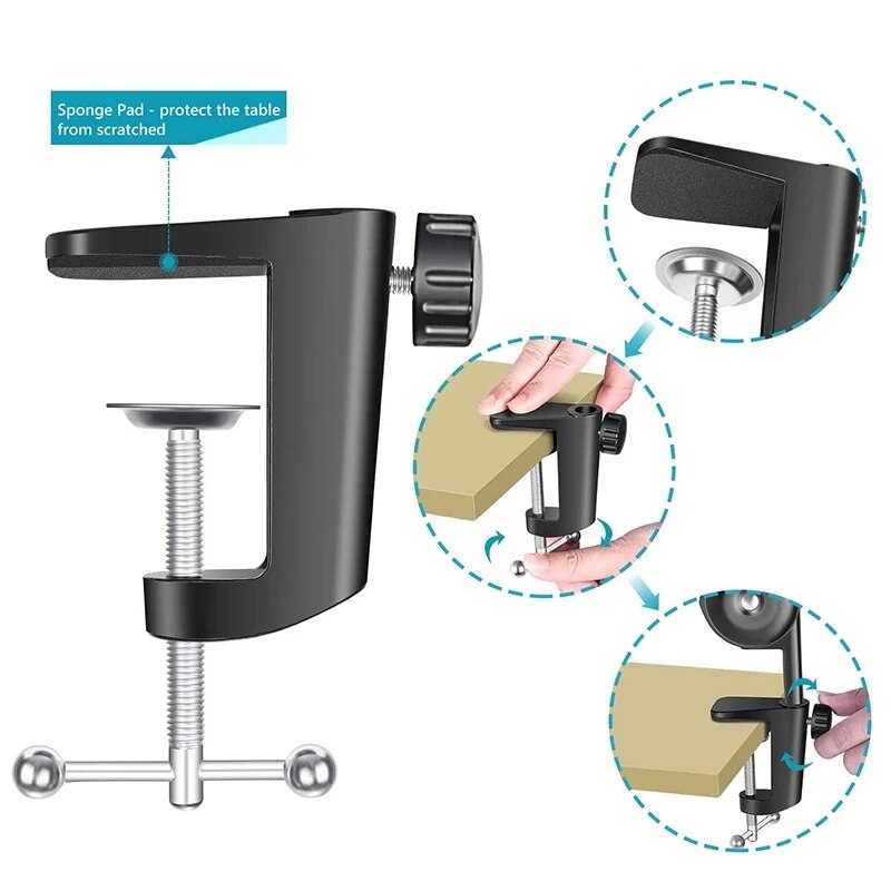 Microphone Arm Stand Adjustable Suspension Boom Scissor Arm Stand Upgraded Heavy Duty Microphone Stand with Mic Clip Bracket