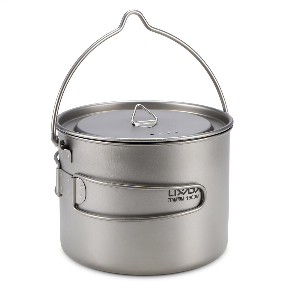 Lixada 900ml Ultralight Titanium Cup Mug Portable Hanging Pot Outdoor Camping Picnic Water Mug Cup Tableware Cookware with Lid: 1600ml pot