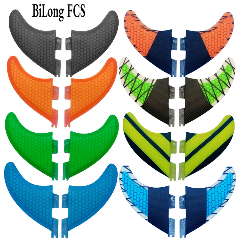 BiLong FCS II-aletas de fibra de carbono para tabla de surf, tamaño G3, G5, G7, Juego de 2 unidades