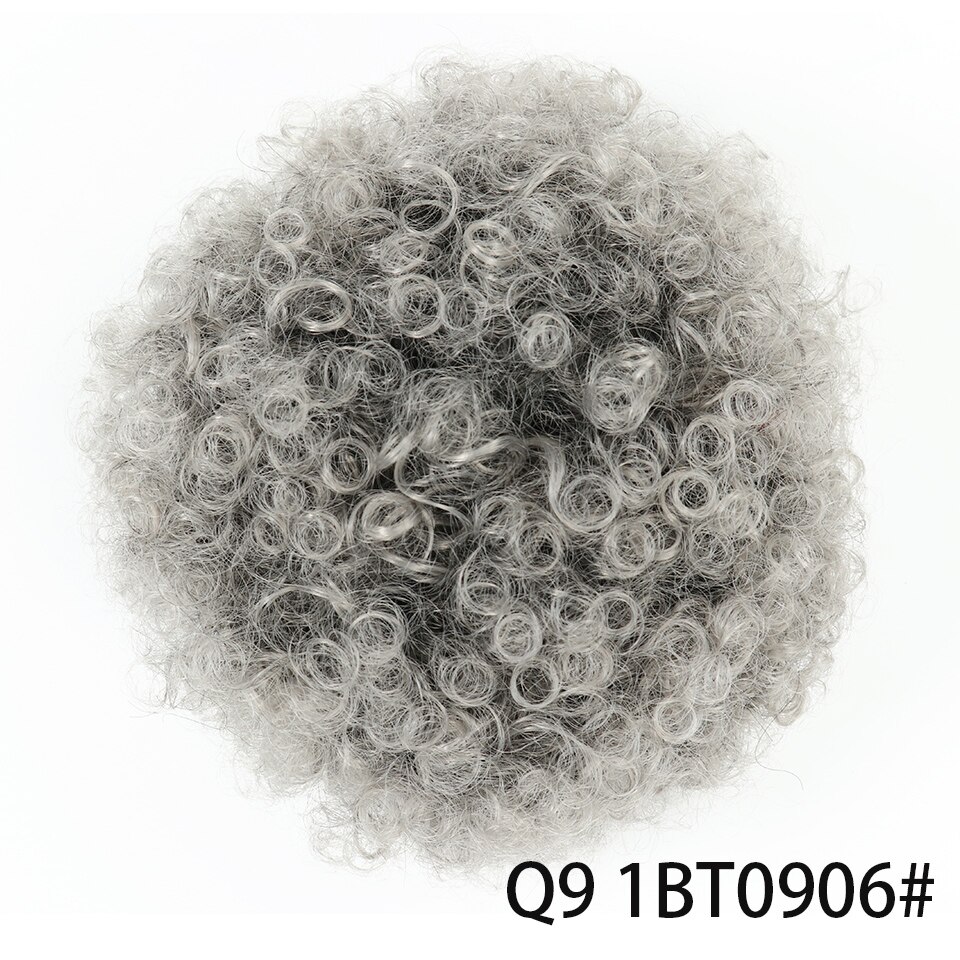 Chorliss – Chignon synthétique, postiche queue de cheval frisée courte marron bouffante à cordon de serrage, Chignon bouclé court: Q9 8inch 1BT0906