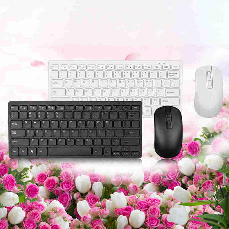 Zestaw Klawiatury i Myszy Bezprzewodowej 2.4G Ultra-Slim do Android, iOS, PC i Laptopa