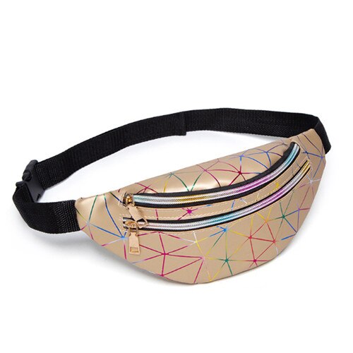 Mode Vrouwen Fanny Pack Holografische Riem Taille Bag Lady Meisjes Hologram Reizen Schouder Borst Bag Party Hip Bum Bag Taille packs: Goud