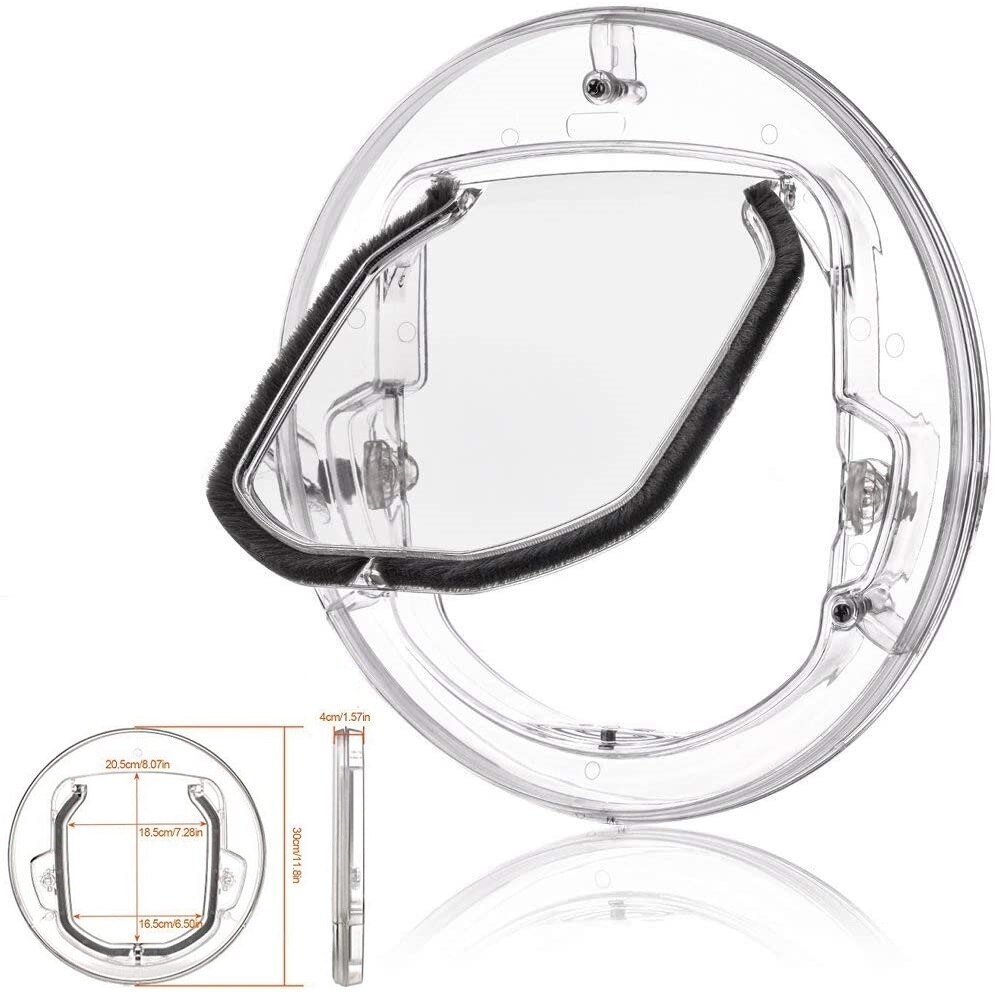 4 Ways Round Transparent Pet Dog Cat Flap Door Round Pet Door For Cats &amp; Small Dogs Cat Door Flap Door For Screen/ Glass Window: Transparent