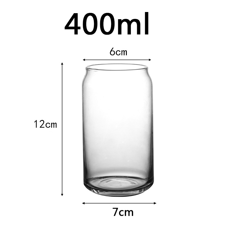 Vaso de vidrio con forma de lata para té, zumo, leche, café, 400/570ml, Juego de vasos de alta borosilicato, 2/3/4 piezas: 400ml cup / x2