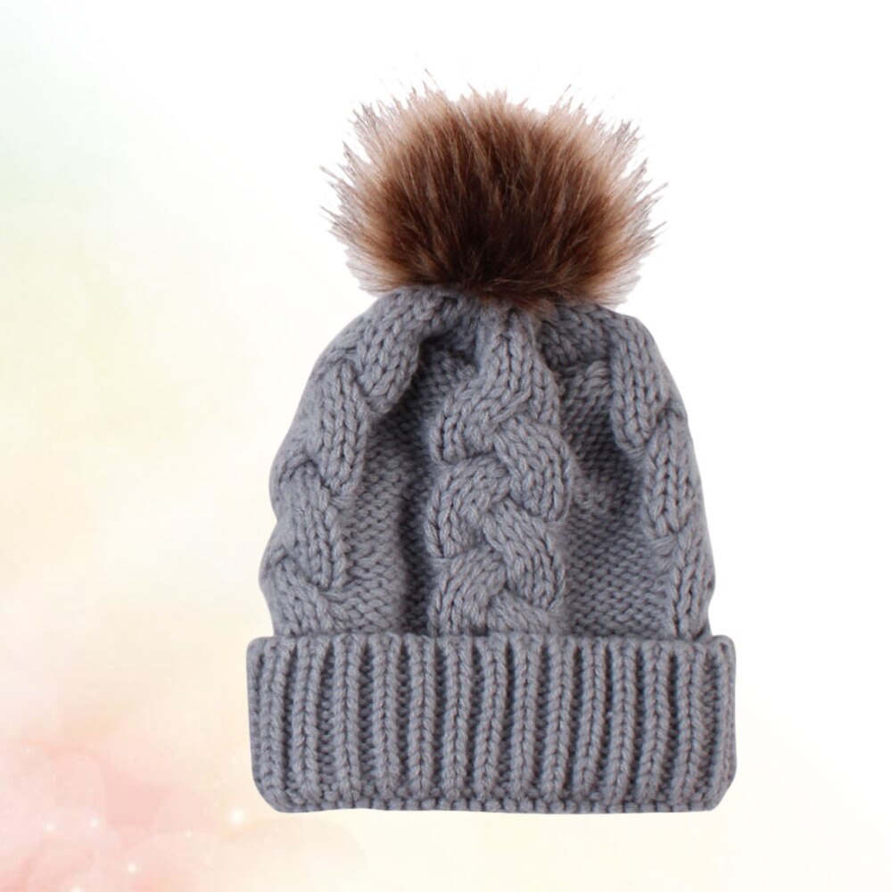 Winter Warm Gebreide Muts Schattige Kinderen Hoed Baby Haak Beanie Cap Acryl Fiber Hat (Zwart)