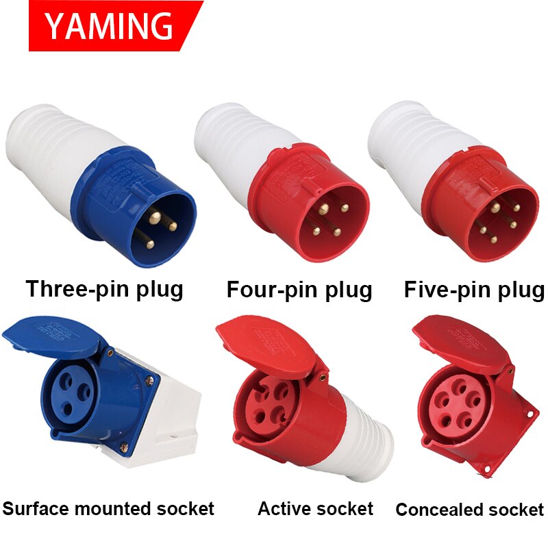 4-Core Pins 16A/32A Waterproof Industrial Plug Socket Concealed Open Connector Aviation Explosion-proof Male And Female