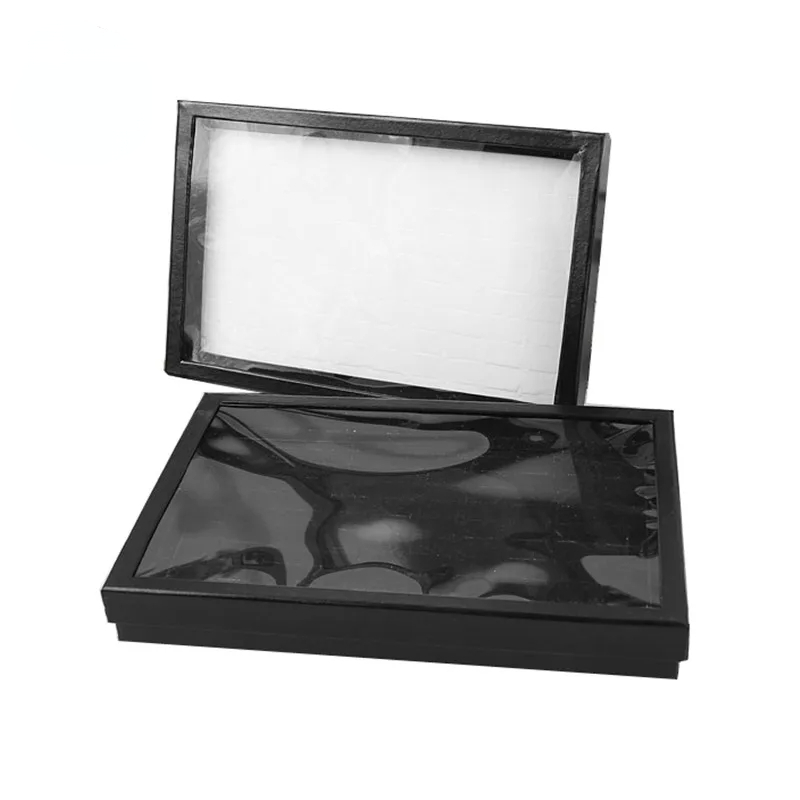 12 -100Slot Velvet Sponge Ring Display Box Cardboard Jewelry Storage Case Holder Showcase Ring Cufflink Jewelry Tray