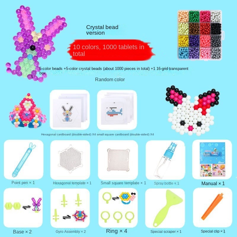 Koraliki Puzzle kryształ Handmade DIY zabawki woda Spray magiczne koraliki zestaw gry w piłkę 3D Handmade magiczne zabawki dla dzieci nowy 2022: 10color 1000 grain B