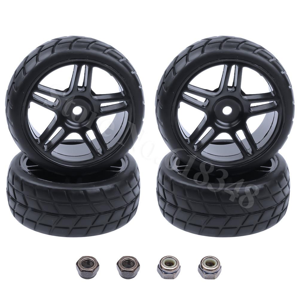4Pcs 26mm Rubber RC Tyres & Wheel Rims Hex 12 For 1:10th HSP HPI Sprint 2 Drift RS4 On Road Cars 4WD