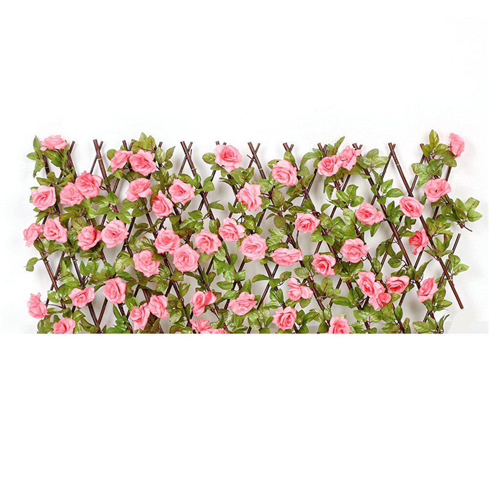 Garden Fence Willow Wooden Hedge With Artificial Flower Leaves Garden Decoration Screening Expanding Trellis Privacy Screen