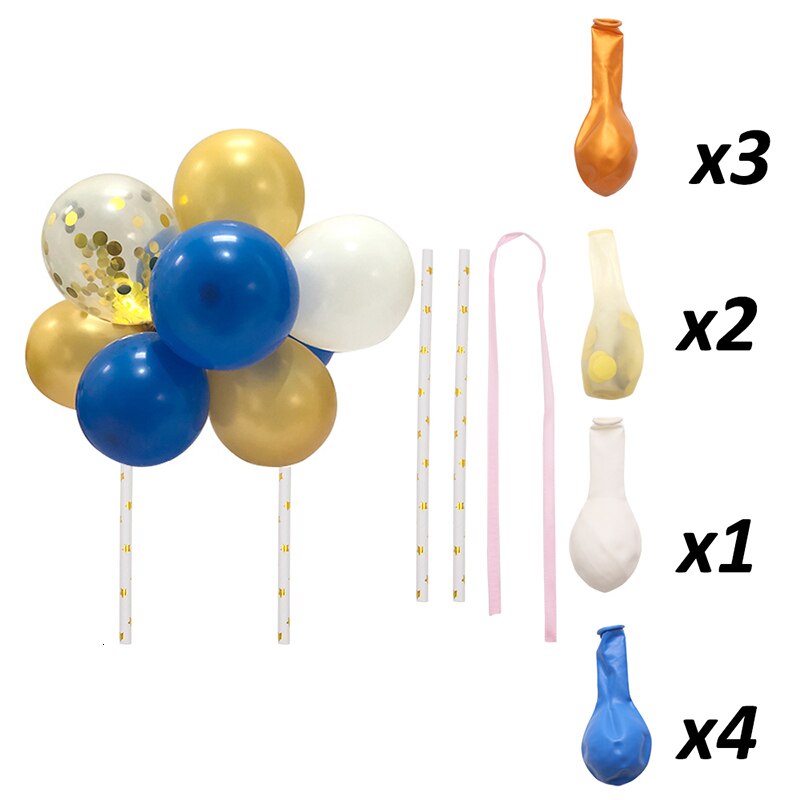5Inch DIY Cake Balloons Cake Topper Cloud Shape Confetti Balloon Cake Topper balons for Birthday Baby Shower Wedding Decor: Golden blue white