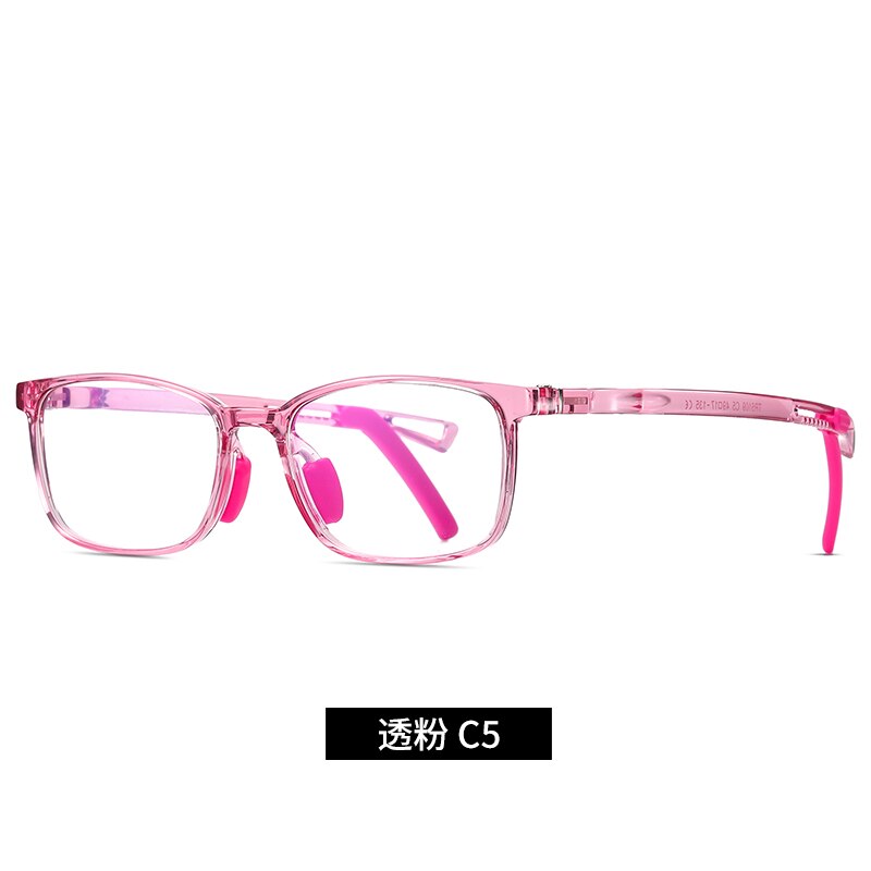 Square Anti Blue Light Kids Glasses Computer Boy Girls Tranparent Flexible Optical Frame Anti Reflective UV400 Eyeglass: C5