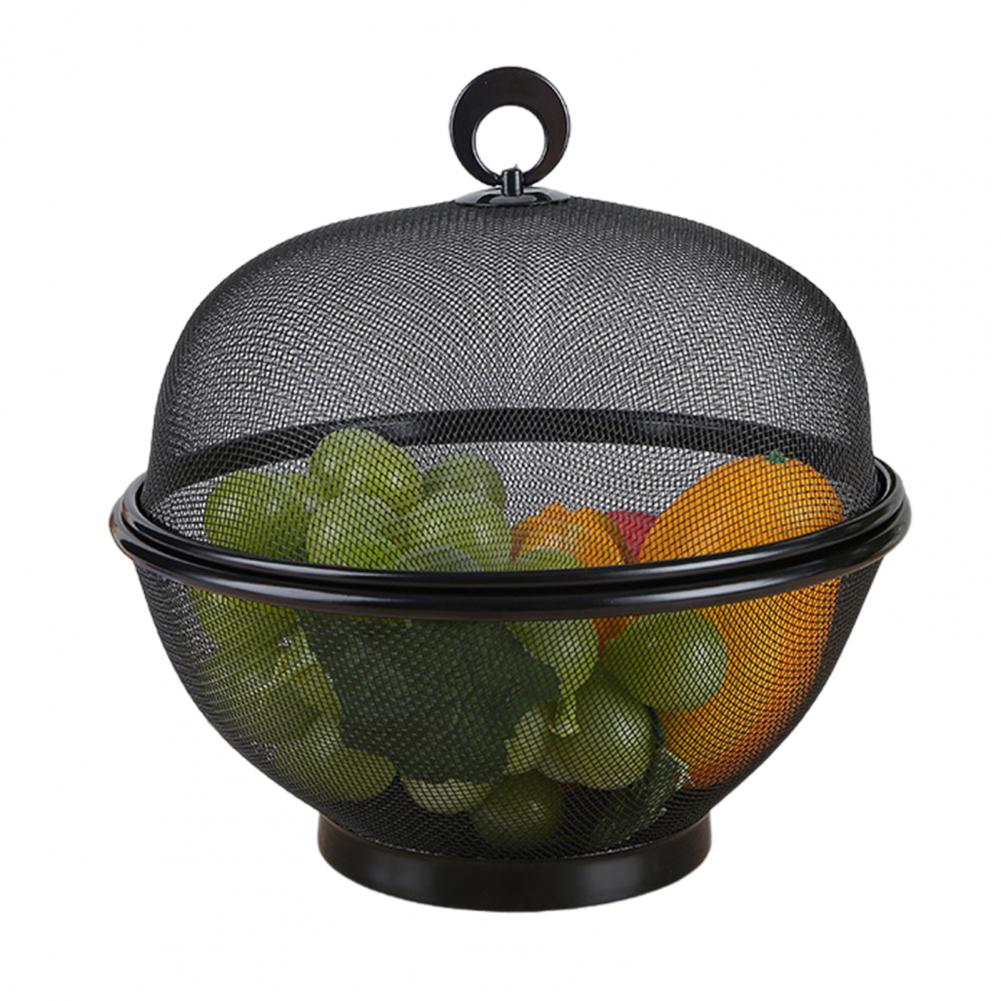 Obstkorb aus edelstahl, obstschale aus drahtgeflecht mit deckel, fliegensicherer obstkorb, aufbewahrungsbehälter mit deckel, siebkorb: Rot