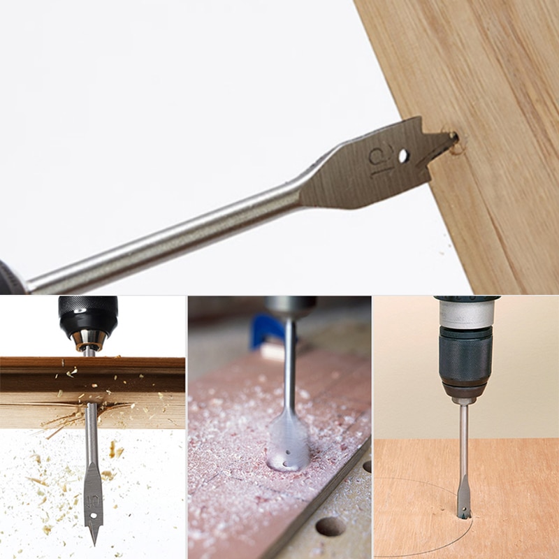 UCHEER 6 pz/set piatto trapano bit 3-punto di lavorazione del legno opener con esagonale manico in legno strumenti di lavoro 10-25mm