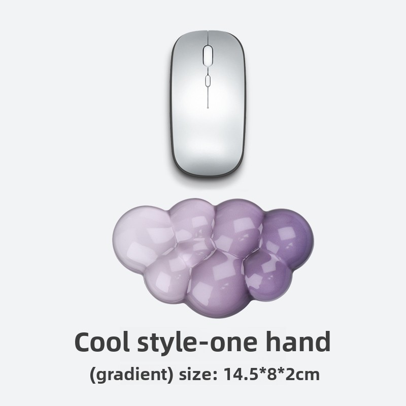 Mouse pad with wrist support keyboard support non-slip silicone transparent gradient cloud shape desktop office game mouse wrist: Navy Blue