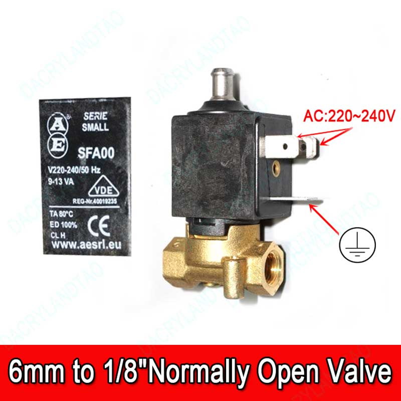 6mm AC220V~240V Micro Electric Solenoid Valve N/O Normally Open for Coffee machine valve water Flow Switch 6V12V24V Air Valve