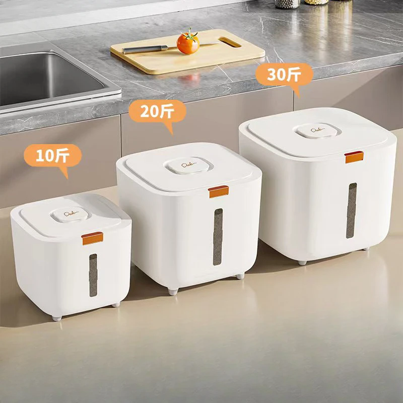 Secchio per riso domestico, secchio per riso in plastica a prova di umidità, secchio di stoccaggio a pressa, scatola per secchio di riso sigillata per uso alimentare