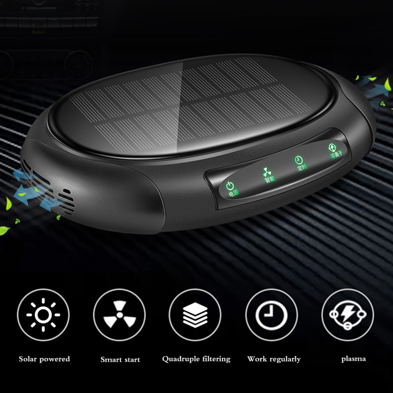 Portable voiture solaire véhicule maison pas de bruit filtre à énergie solaire nettoyant Purifier ozoniseur éliminateur d'odeur Anion purificateur d'air