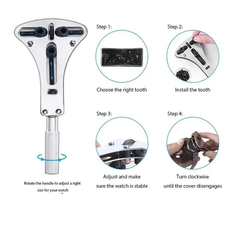 3 Claw Watch Case Opener Adjustable Screw Back Remover Wrench Replace Battery After Repairing Tool Bottom Cap