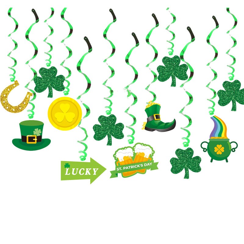 Ierse Partij Decoratie Banner Swallowtail Vlag Saint Patrick Party Ballon Decoratie Benodigdheden: suspension-1pack