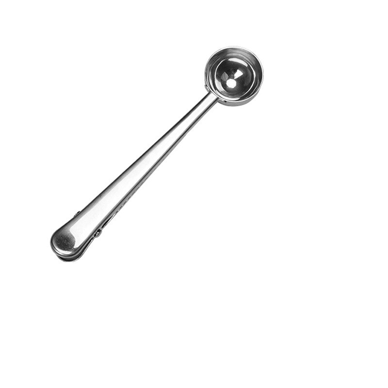 2in1 Edelstahl Kaffee Löffel Milch Pulver Tee Abdichtung Clip Multifunktionale Messlöffel Kaffee Werkzeug Zubehör: Silber