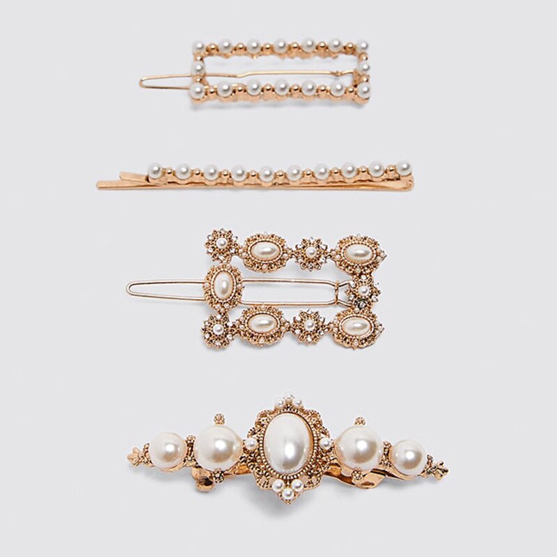 Ztech ZA Simulated Pearl Hair Clip Set Baroque Hair Accessories Wedding Party Girl Women Hairwear Hair Bobby Pins: H2024