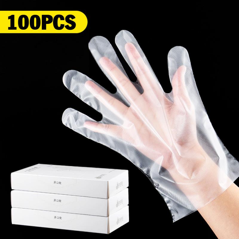 100pcs Food Grade Plastic Disposable Plastic Gloves Plastic Hygiene POLYTHENE Catering Food Mechanics Gloves Kitchen Cleaning: Default Title