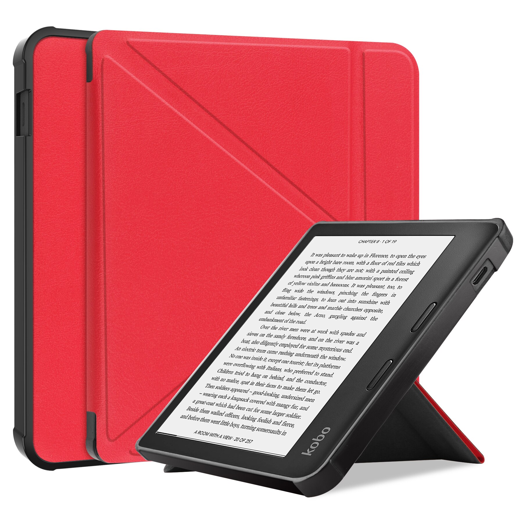 Slim Ultra Magnetic Stand Hard Back Shell Protective Smart Cover Case For All Kobo Libra 2 eReader Kids Transformers: Red