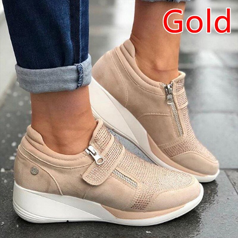 Loozykit directe femmes chaussures plates respirant sport décontracté couleur Pure plate-forme chaussure Sneaker: 1 / 10