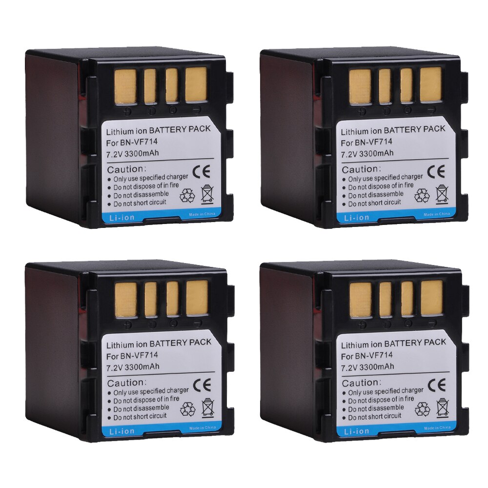 2x 3300 mah bn -vf714 batteri + led usb laddare för jvc bn -vf707,  bn -vf707u bnvf 707,vf707 bn-vf714 bn-vf733 gr-d240 batterier: 4 batterier
