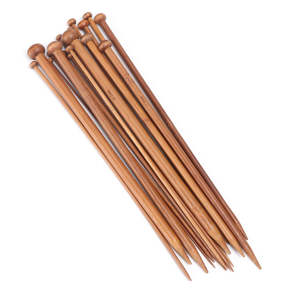 18 sets bamboe dubbelpuntige breinaalden sokkenhaaknaalden 25cm/9.8 " 35cm/13.78 " lang voor sjaal-trui breinaald: 25 mm