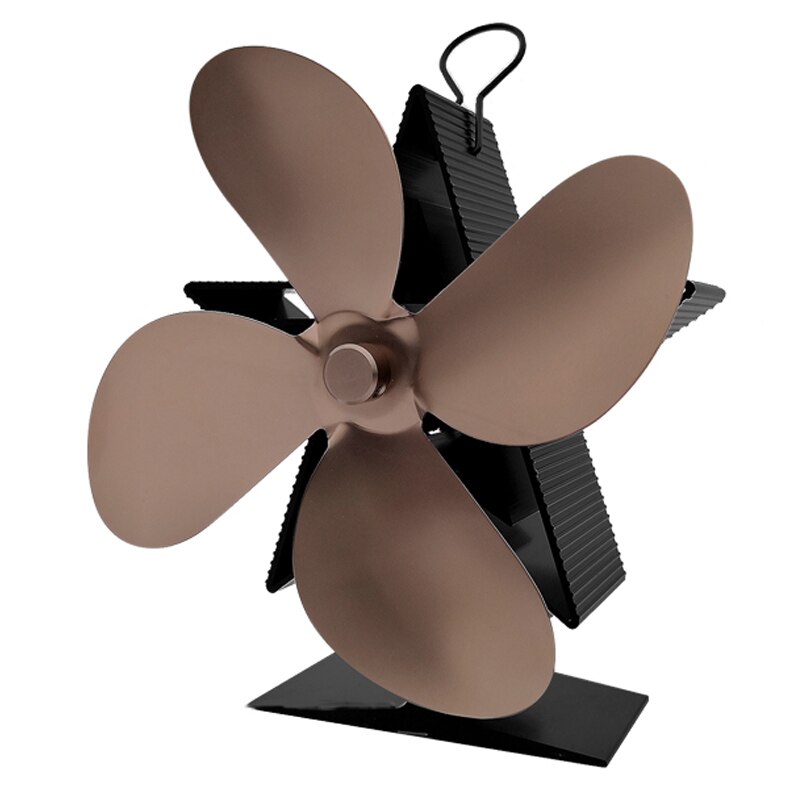Kerst open haard 4 bladen warmte aangedreven kachel ventilator houtkachel open haard ventilator efficiënte warmteverdeling: Bronzen