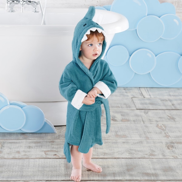 Størrelse m blå haj bunny flodhest børns badekåbe / spædbarn hætteklædte badehåndklæde / børn ponchoer passer til 2-3 år gamle børn
