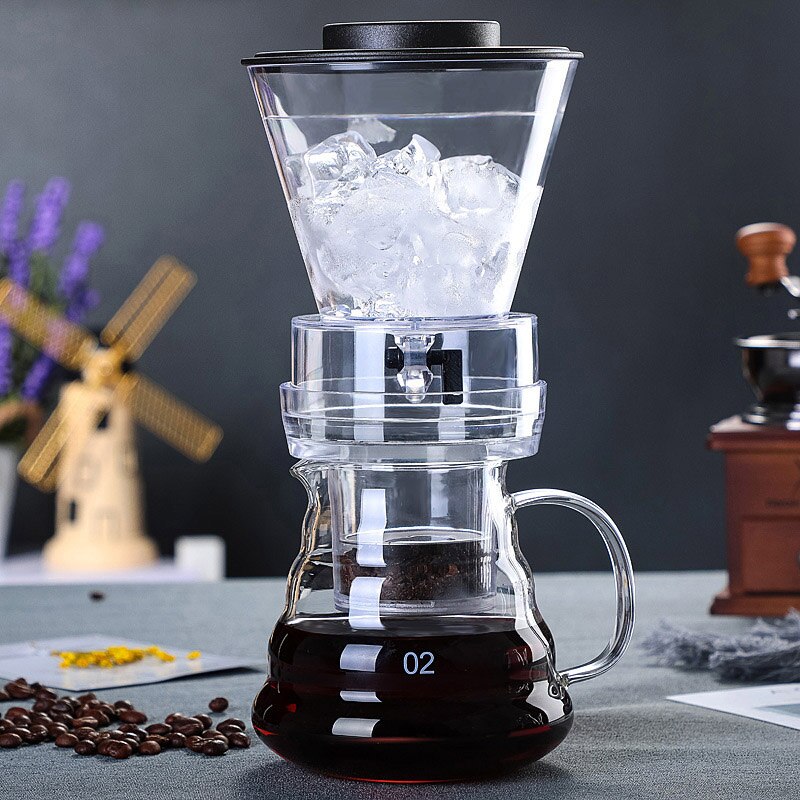 Jään tippuminen kahvinkeitin barista lasi aromikeitin kahvinkeitin suuri suodatin kuppi kylmää hautua kahvinkeitin vesi teetä mokkapannu 500ml