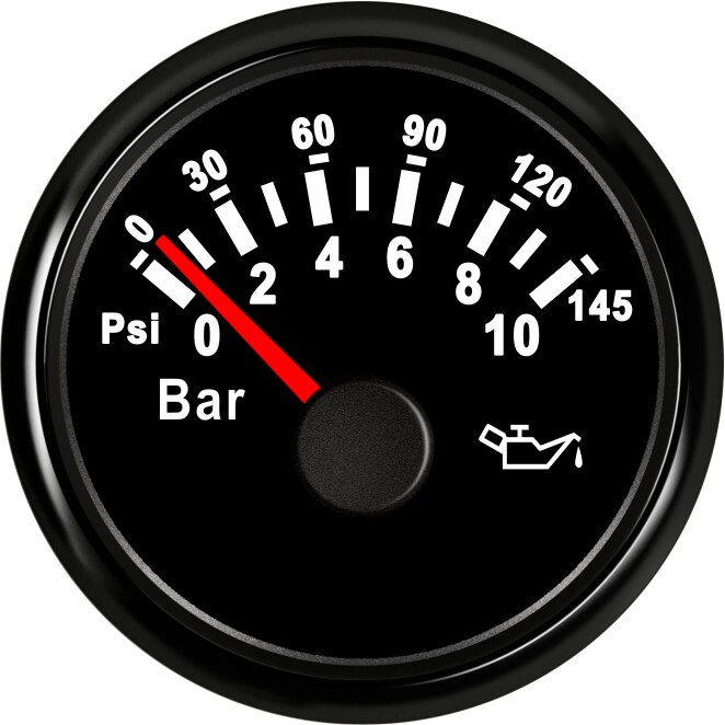 Manomètre universel de pression d'huile, 52mm 12V 24V, capteur de pression d'huile de moteur de voiture et de bateau, 0-5 Bar/0-10 Bar, M10: BN 0-10 Bar