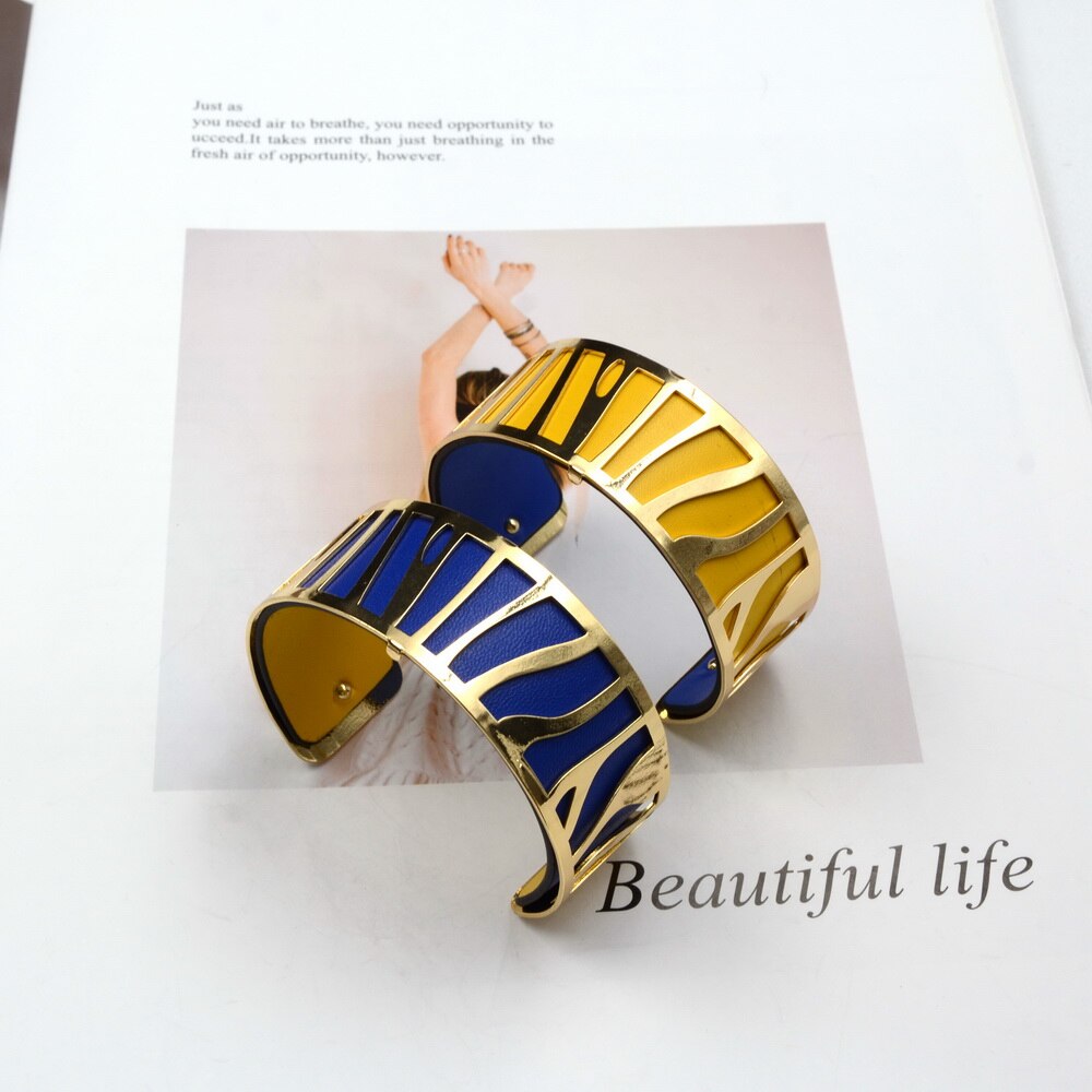 Pulsera de plata de primera ley con forma de Aro para mujer, brazalete ancho hueco, estilo Punk, europeo, 2,5 cm