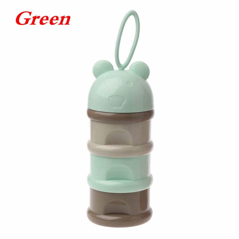 3 layer Cute Bear Style Portable Baby Food Storage Box Essential Cereal Cartoon Milk Powder Boxes Toddle Kids Formula Milk