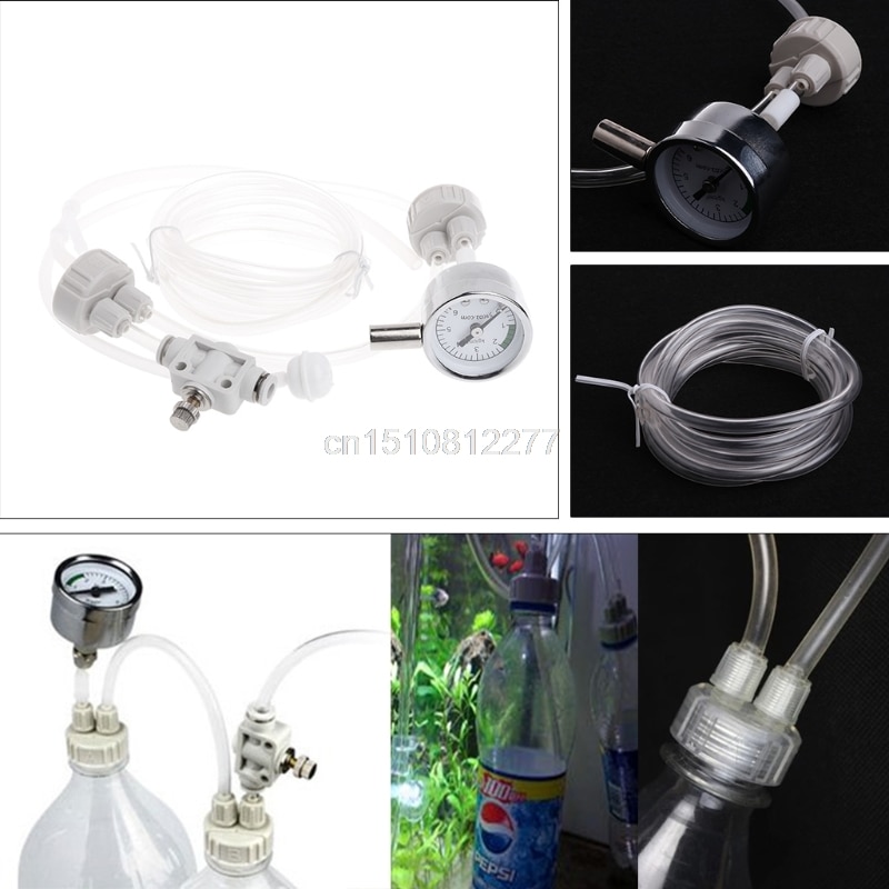 Aquarium Diy CO2 Generator Systeem Kit Met Druk Luchtstroom Aanpassing Water Plant Fish Tank Aquarium Co2 Klep Diffuser M10