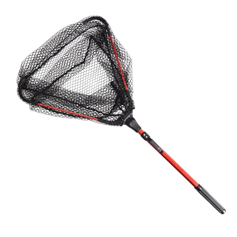 Red de aterrizaje plegable triangular de 80CM, redes de pesca plegables de fundición de aleación de aluminio, Red de mano plegable para herramientas de pesca con mosca: A-Red