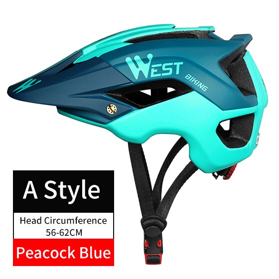 WEST BIKING Bicycle Helmet Trail XC MTB All-terrain Bike Helmet OFF-ROAD Casco Ciclismo Bicicleta Mountain Bike Cycling Helmet: A Style Peacock Blue