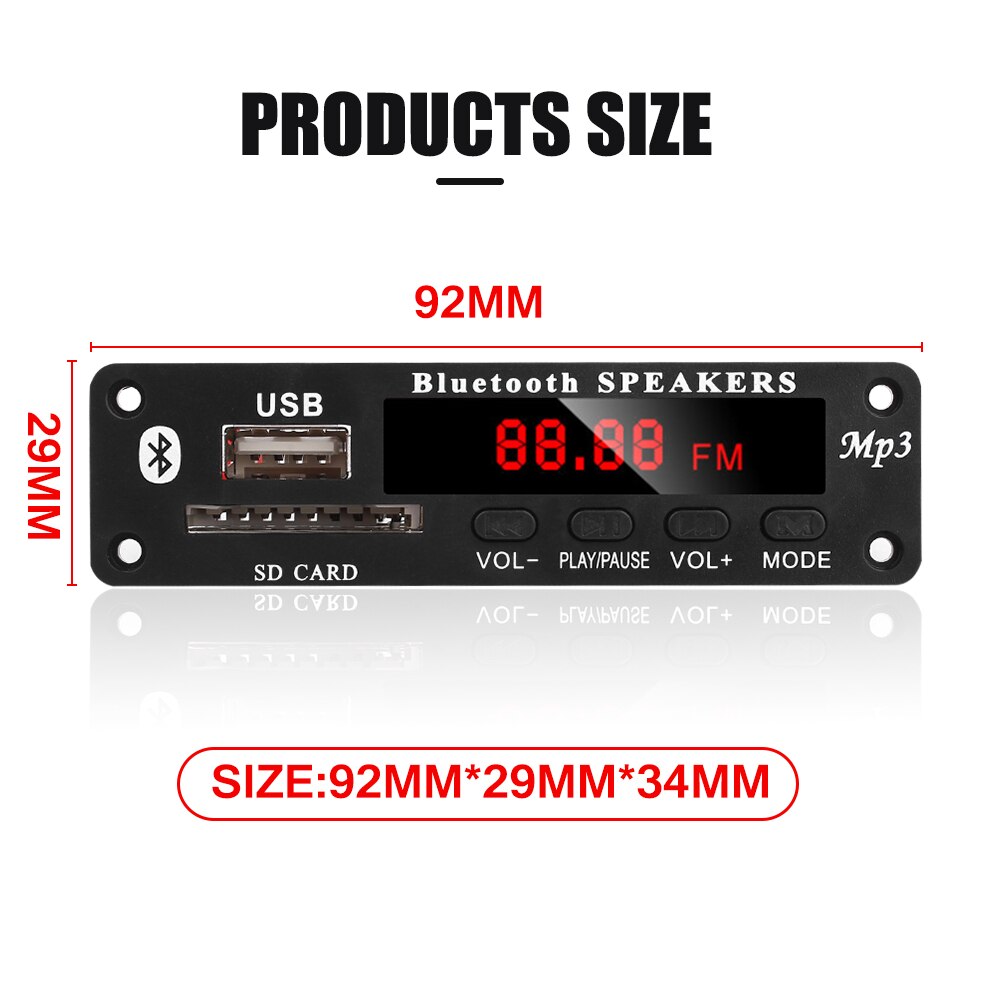 Universele Bluetooth Auto MP3 Decoder Board Ondersteuning USB SD FM Radio Functie Met Transparante Montage Frame